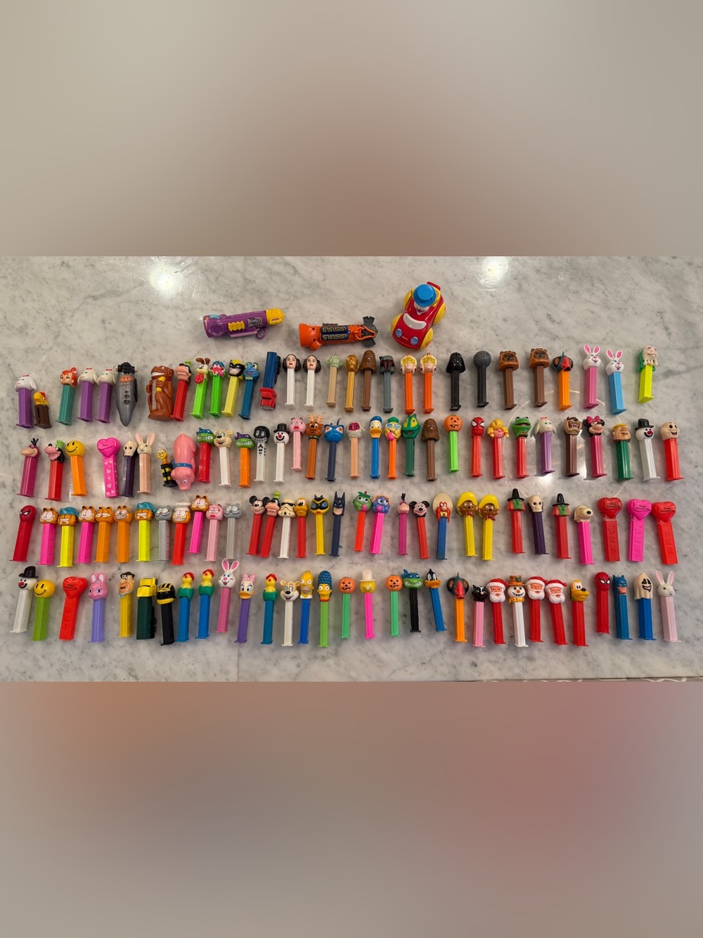 Huge Lot of 126 PEZ Dispensers 1990s-2010s Disney Star Wars Garfield Holiday